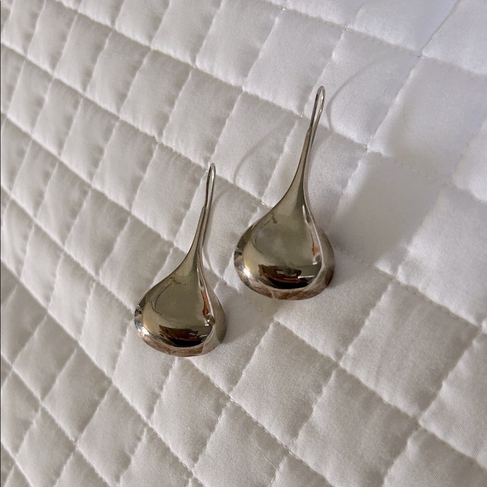 Vintage sterling puff teardrop earrings